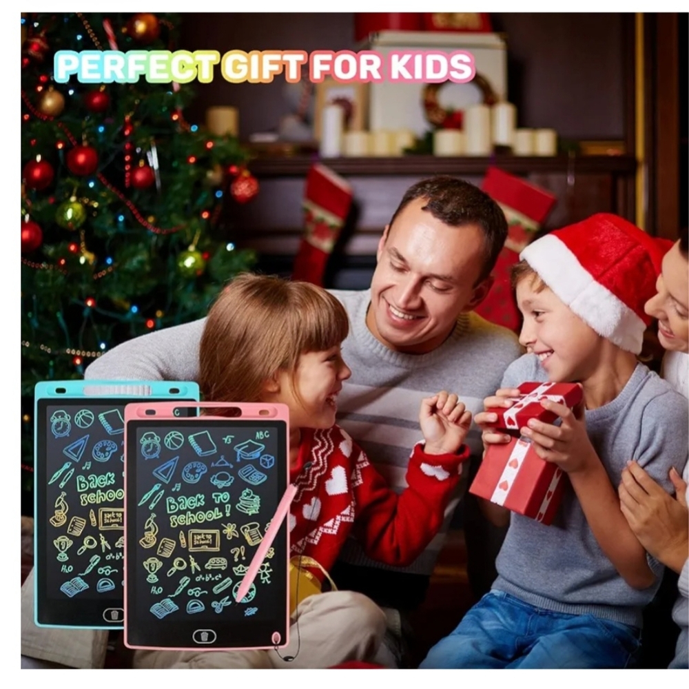 LCD Writing Tablet - 2 Tablet Set  for Kids And Adult  - Blue And Black